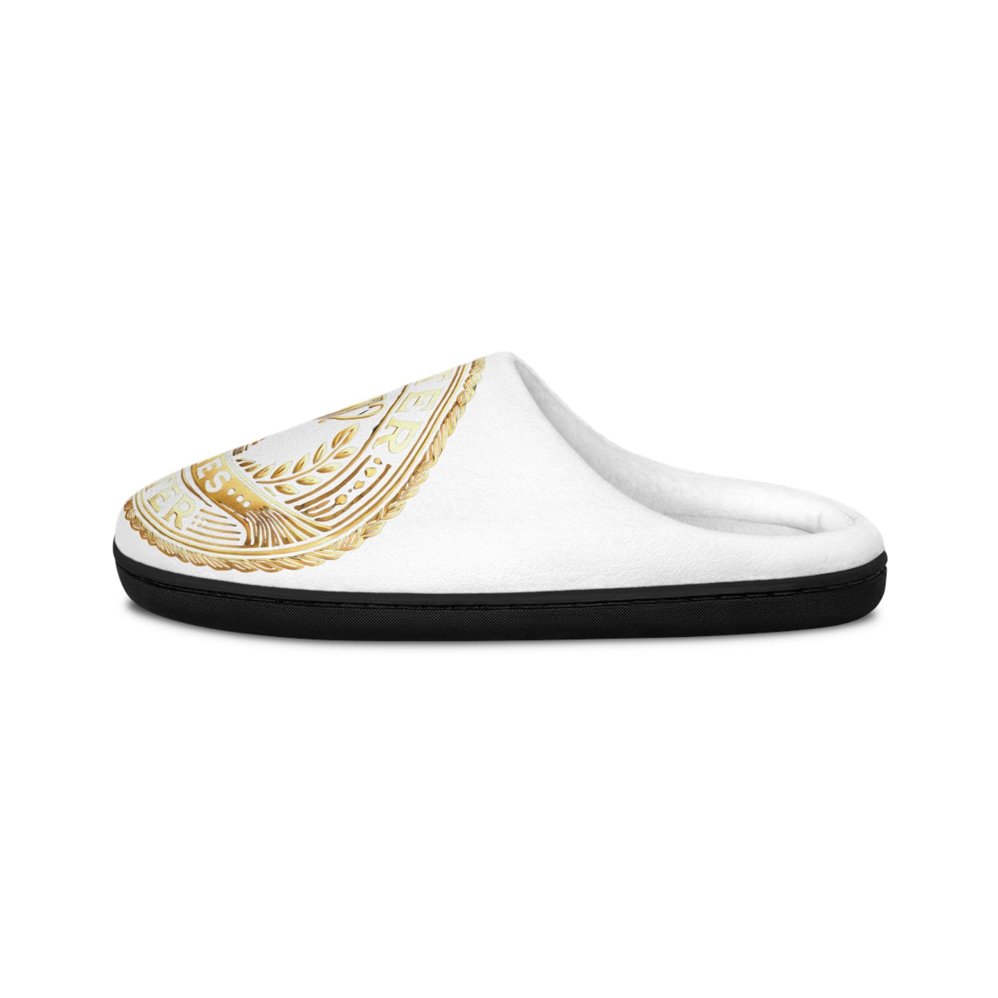 Men's Stylish Indoor Slippers with Gold Emblem Design