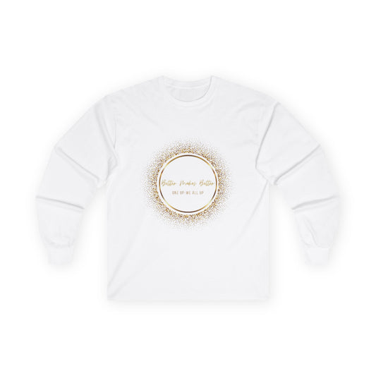 Elegant Gold Foil Long Sleeve Tee, Comfortable Unisex Shirt, Casual Wear, & Festive Holiday Apparel