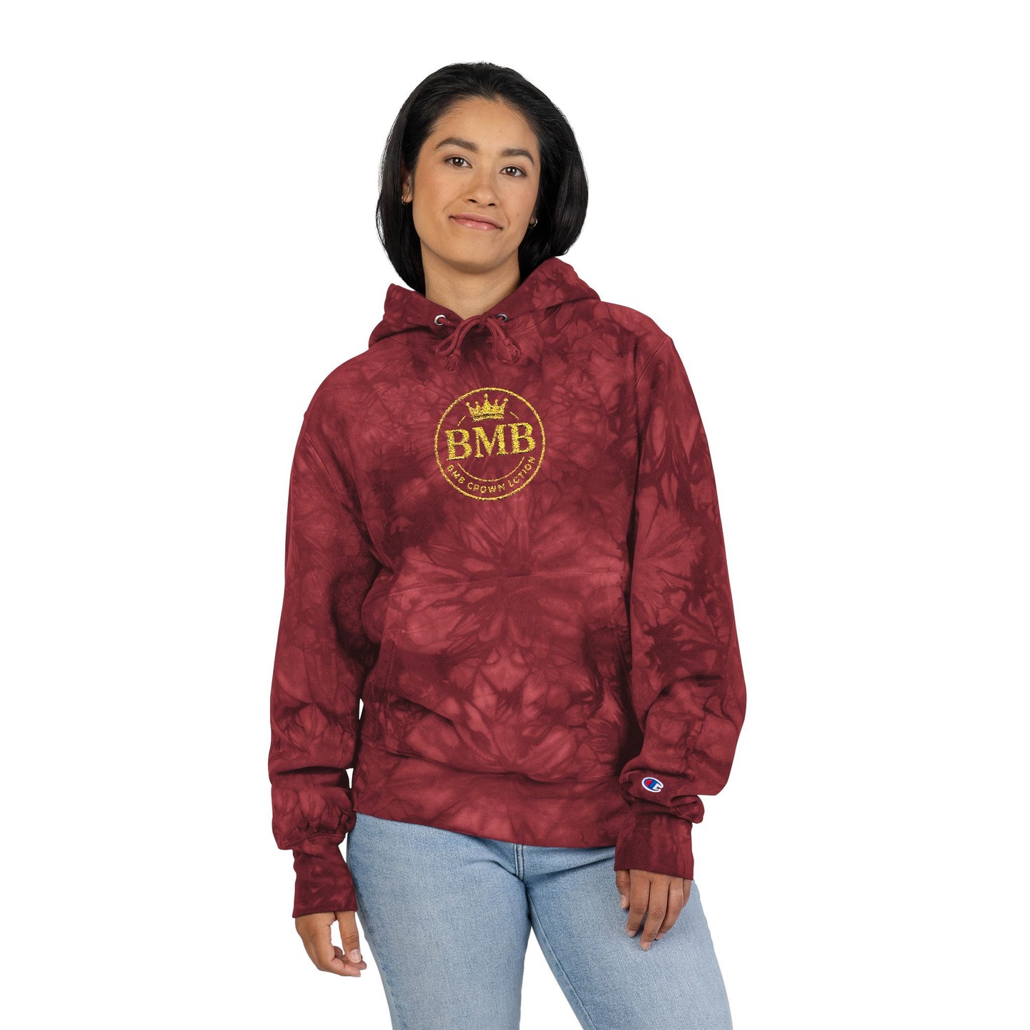 Unisex Tie-Dye Champion Hoodie with Embroidery, Casual Wear, Gifts for Her, Birthday Present, Festival Attire, Summer Essentials