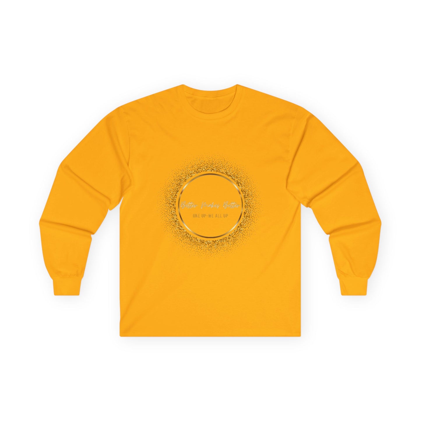 Elegant Gold Foil Long Sleeve Tee, Comfortable Unisex Shirt, Casual Wear, & Festive Holiday Apparel