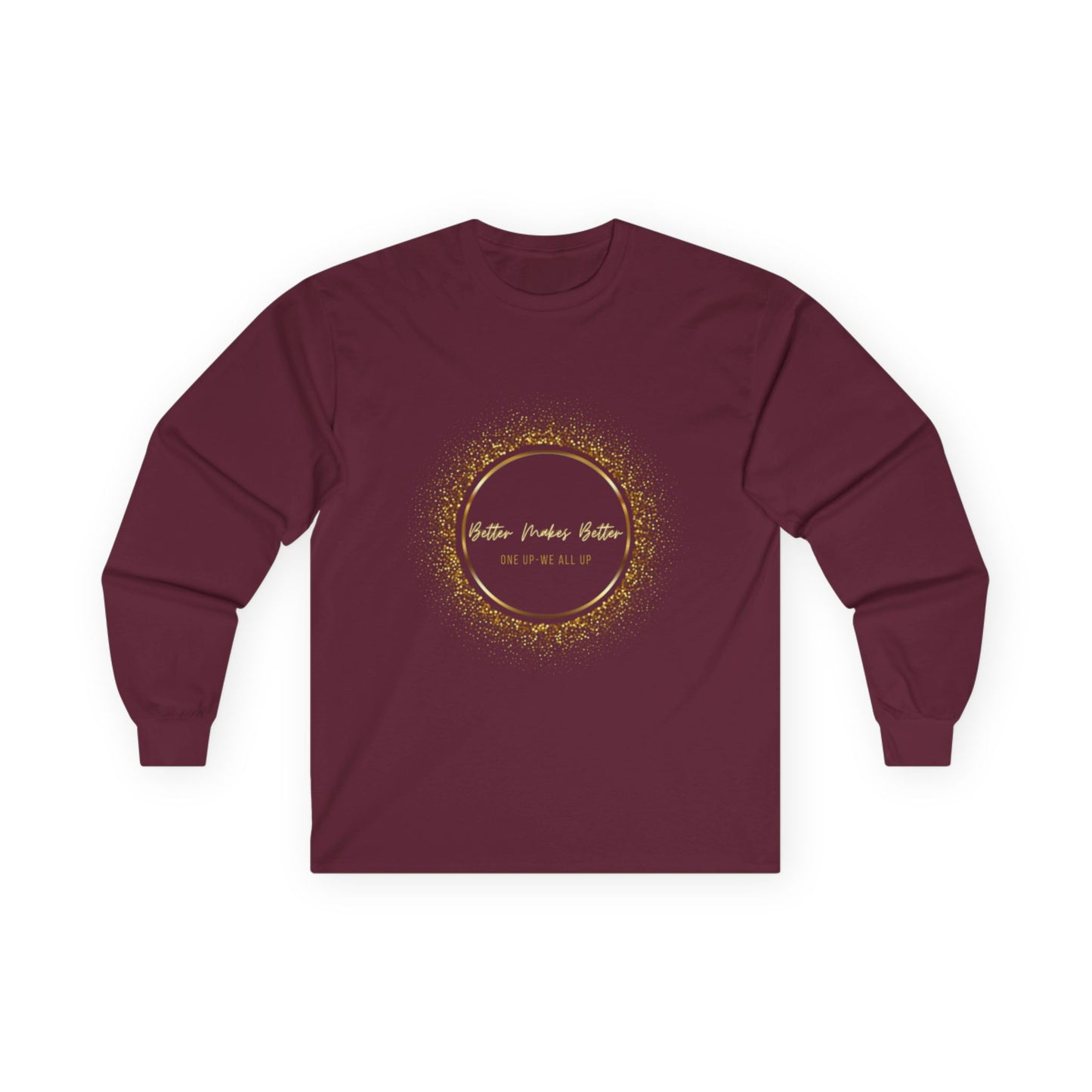Elegant Gold Foil Long Sleeve Tee, Comfortable Unisex Shirt, Casual Wear, & Festive Holiday Apparel